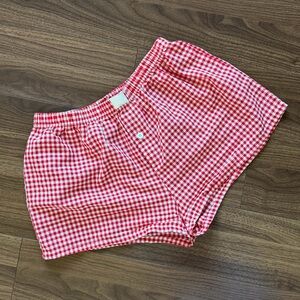 Red Checkered Women's Shorts